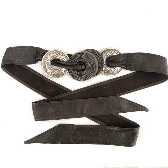 Vintage Sz S Genuine Leather Chocolate Brown Belt - Picture 3 of 12